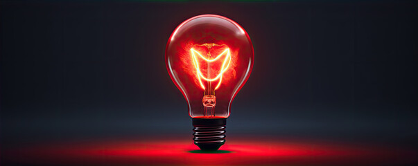 lightbulb with red heart shape inside. bulbs on black background.