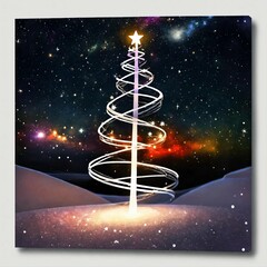 Canvas Print - christmas tree with stars