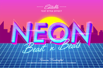 Poster - Retro disco vector graphic style. Editable vector 3D text effect.