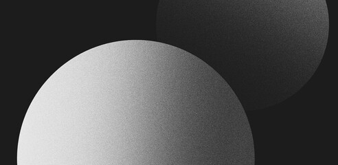 Wall Mural - black background grainy gradient white gray noise texture monochrome sphere minimalist abstract post