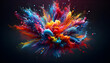  An 8k desktop wallpaper featuring a vibrant paint splash, with an explosion of colors in a dynamic and artistic arrangement.