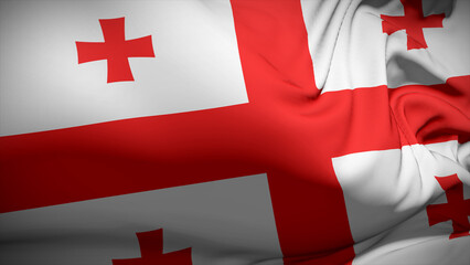 Close-up view of Georgia national flag fluttering in the wind.