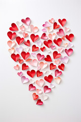 Wall Mural - Paper art red hearts on white background.