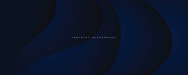 Poster - abstract dark blue overlapping layers background design