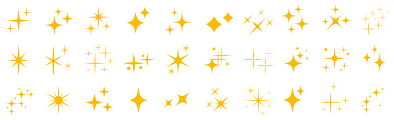Wall Mural - stars line art icon. sparkle star icons. shine icons