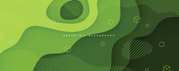 Poster - abstract green wavy shape background geometric template design for banner, poster, web.
