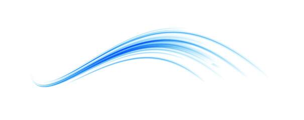 Fototapete - Blue stripes in the form of drill, turns and swirl. Undulate wave swirl swoosh, dynamic twisted lines. Transparent blue sparkling light line element.