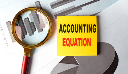 Poster - ACCOUNTING EQUATION text on sticky on chart, business