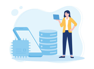 manage big data online concept flat illustratiuon