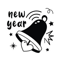 Sticker - Take a look at this beautifully designed new year ringing bell sticker in flat style