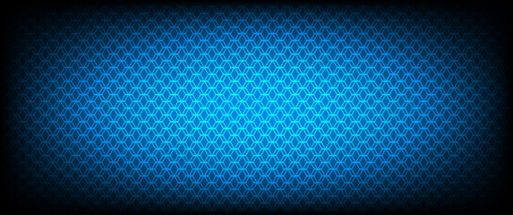 Wall Mural - Dark gray and blue technology hexagonal vector background. Abstract blue bright energy flashes under a hexagon in a dark hi-tech futuristic modern vector background gaming honeycomb texture grid.