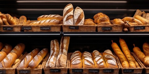 Poster - bread, baguette in a bakery