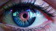 Futuristic eye with augmented reality lenses
