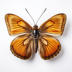 Wall Mural - Meadow Brown Butterfly Isolated on a Pure White Background - A Delicate Winged Beauty.