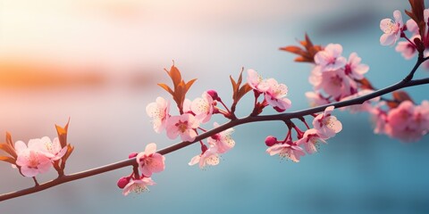 Tree branch blossom in spring banner