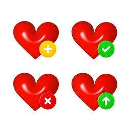 Aufkleber - Heart icons set with different pictograms. 3d vector icons set isolated on white background