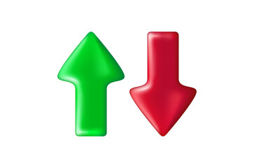 Poster - Green and red up and down arrows. 3d vector element