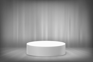Poster - Abstract grey studio with podium and copy space. Design product template. 3d design vector mockup