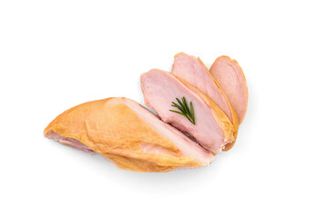 Wall Mural - Smoked chicken breast isolated on white background.