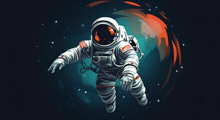Wall Mural - beautiful animation of an astronaut in space