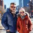 © Slanapotam - Father and son having a good time together, man and teenager boy walking the street, smiling