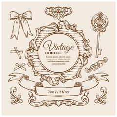 Vintage Frame Design, Wedding Invitation Element