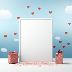 Wall Mural - Background, Valentine's Day, postcard, valentine card with hearts