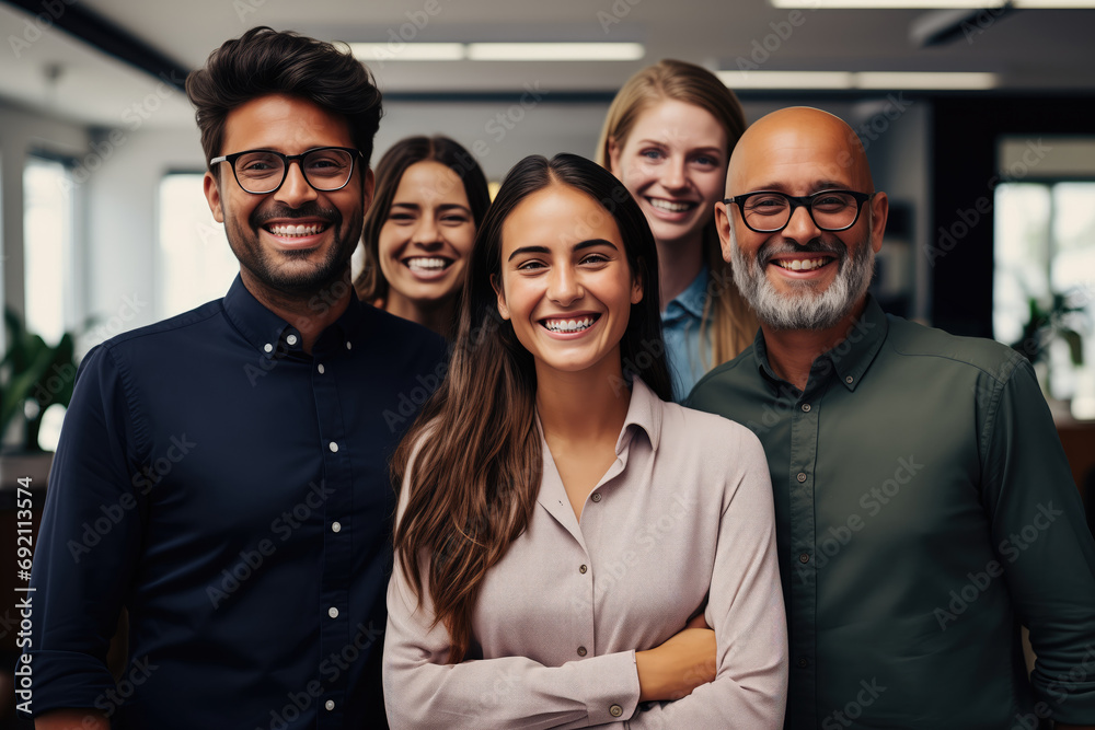 Diverse team of professionals posing with a smile Stock Illustration ...