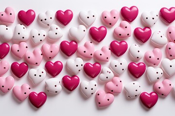 Poster - red hearts pattern, pink polka dots ornaments 