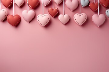 Aufkleber - pink red hearts pattern on pink background