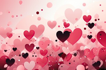 Aufkleber - Red and Pink Paper Hearts Scattered on Pink Background