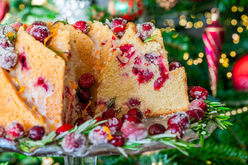 Canvas Print - Festive cranberry and orange bundt cake