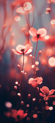 Wall Mural - Beautiful minimalistic floral background with spring flowers, soft light, selective focus, smartphone wallpaper