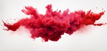 Captivate Attention With A Red Powder Explosion Abstract Over A White Background, Where Isolated Red Powder Splatters Create A Vibrant Cloud Of Color Reminiscent Of A Festive Color Holi Celebration.