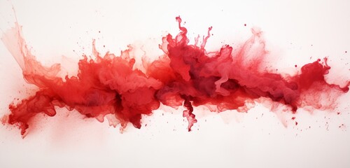 Wall Mural - a red powder explosion abstract over a white background, showcasing isolated red powder splatters that add a burst of color and energy.