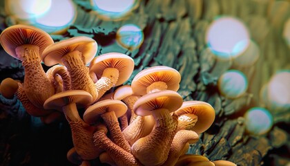 Wall Mural - mushrooms on tree trunk suitable as banner or background