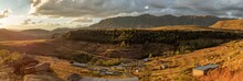 Panorama Of Daliwe Village In The Lesotho Mountains At Golden Hour, Africa
