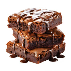 chocolate brownie cake isolated on transparent background ,brownie png ,generative ai