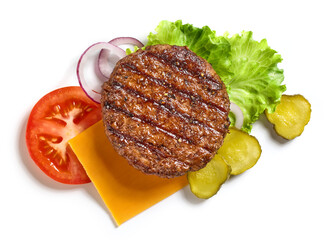 Poster - burger ingredients on white background