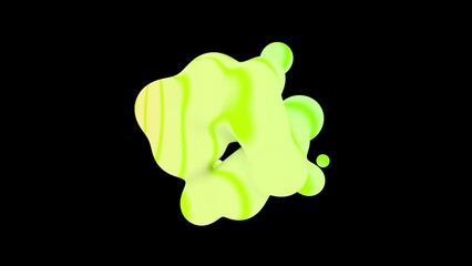 Wall Mural - 3D animation of Abstract smooth liquid shape. 4k seamless loop 3D animation. Smooth animation of bubbles, metaball with inner glow. alpha matte isolated on a black background.
