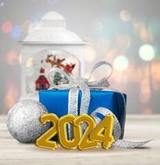 Wall Mural - Christmas and 2024 New Year holiday background.