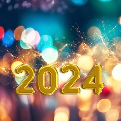 Canvas Print - Happy 2024 New Year card