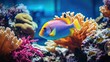 Underwater beauty, tropical fish, coral reef scene, vibrant marine life, aquatic ecosystem, exotic species, colorful underwater world. Generated by AI.
