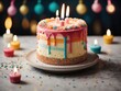 Birthday cake decorated with colorful sprinkles and ten candles, birthday cake and candles, birthday cake with candles