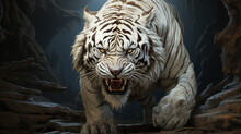 White Tiger. Majestic Spiritual White Tiger. Generative Ai