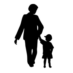 father holding child hand walking