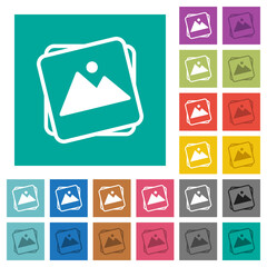 Sticker - Stack of photos square flat multi colored icons