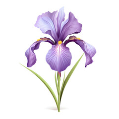 Wall Mural - Illustration of a purple iris flower isoltaed on white background