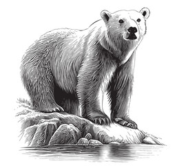 Poster - White Polar bear sketch hand drawn in doodle style illustration