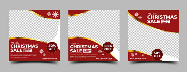 Wall Mural - Christmas and new year sale social media post template design